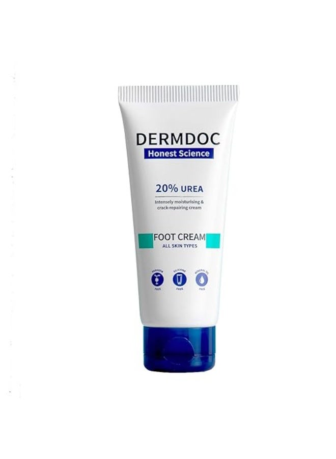 DERMDOC Honest Science 20% Urea Intensely Moisturising & Crack-Repairing Cream Foot Cream 100g - Image 1